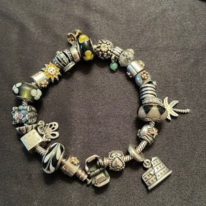 Pandora Bracelet with 14k SS Beads all RETIRED
